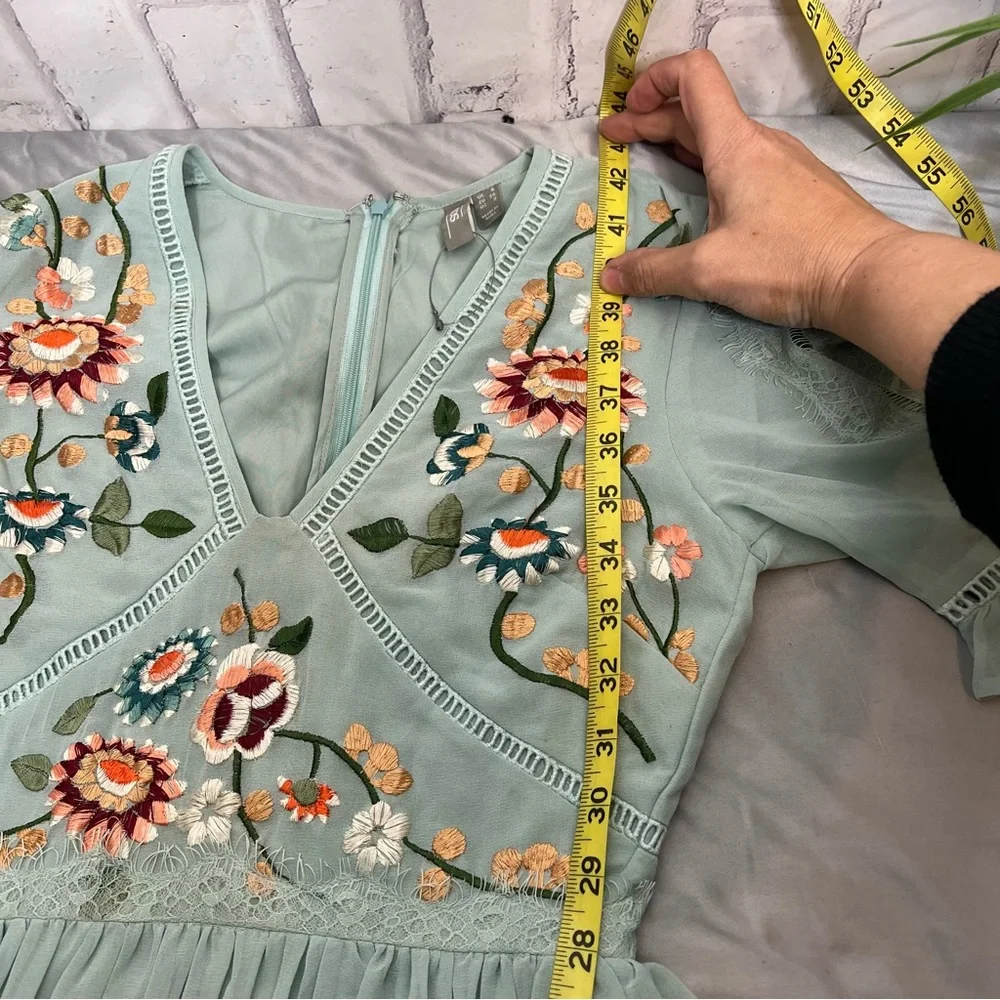 ASOS Blue mint short flower dress in size 2 - Picture 11 of 14